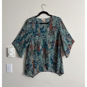 Vintage Y2K 90s‎ Tianello by Steve Barraza SILK Top Flare Sleeve Small Luxury